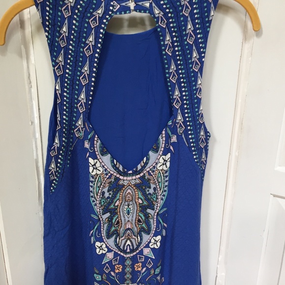 Ecote' Blue Boho Sleeveless Mini Dress - Picture 12 of 13